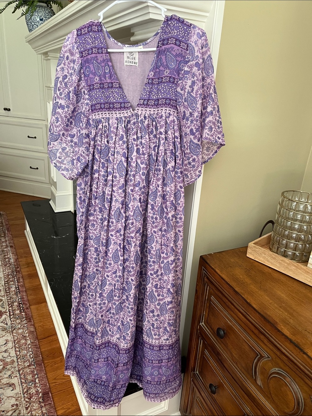 Blue Boheme Lavender Purple Jade Printed Maxi Dress ONE SIZE